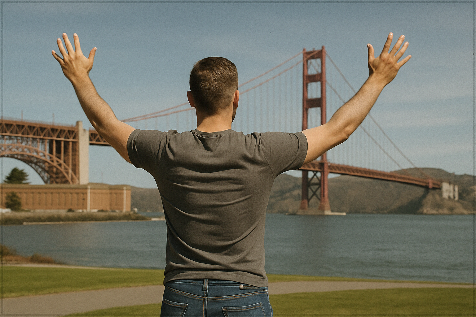 James Thompson overlooking the Golden Gate Bridge